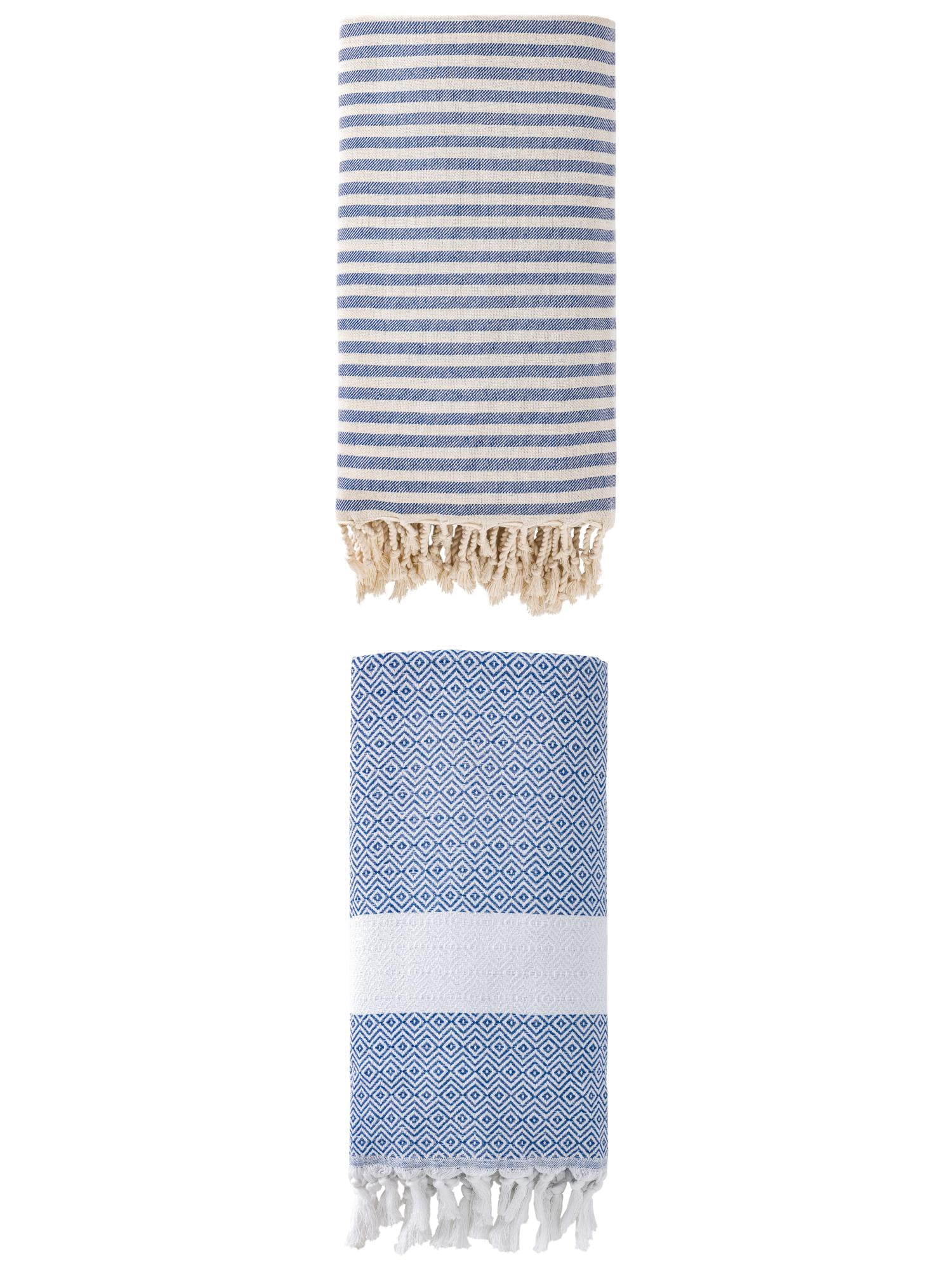 Unique Bargains 2 Pack Premium Travel Turkish Towels Blue 71"x40"