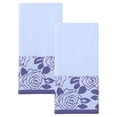 thumbnail image 1 of Unique Bargains 2 Pack Pure Cotton Rose Jacquard Hand Towels Blue 29" x 13", 1 of 7