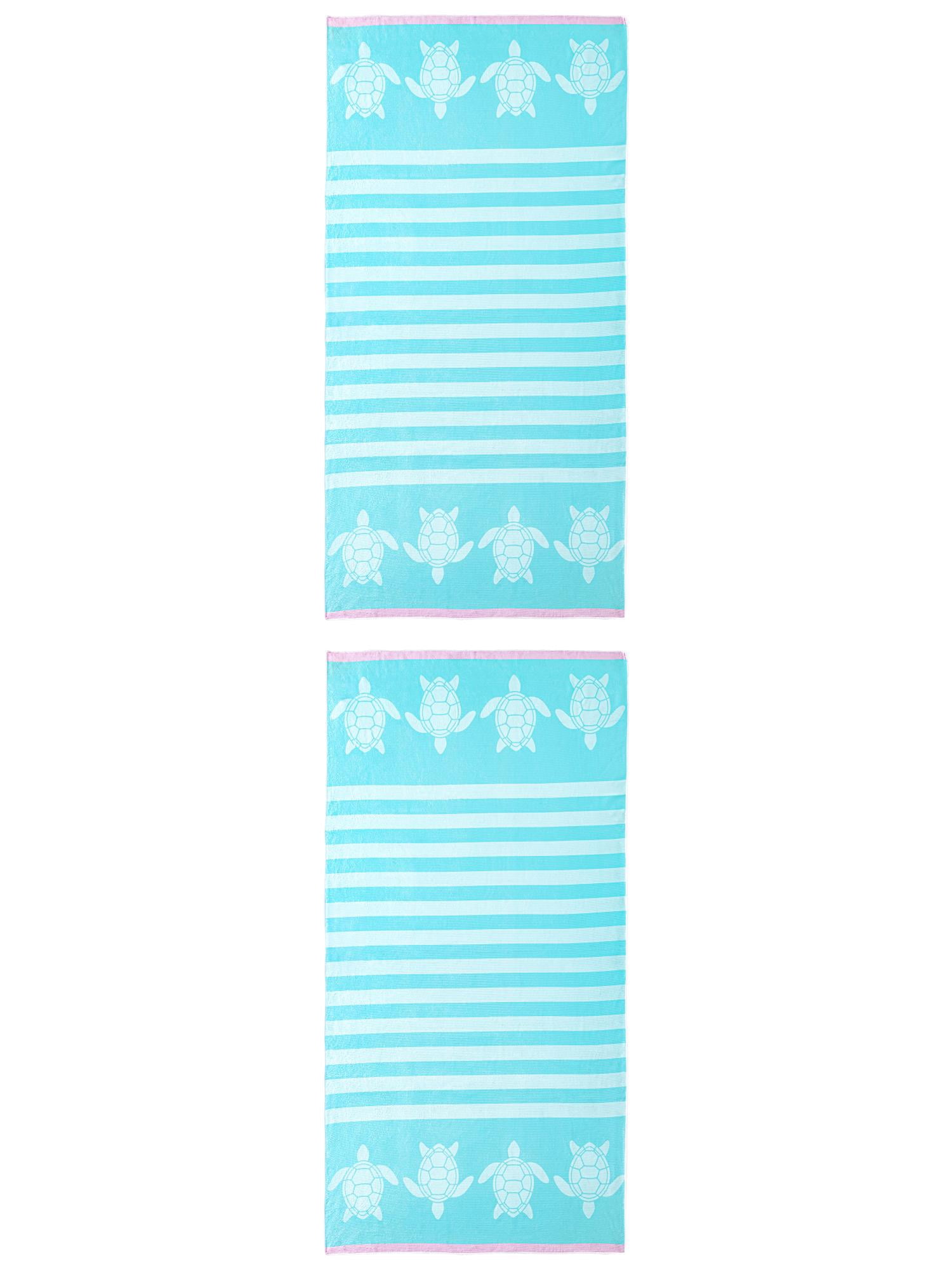 Unique Bargains 2 Pack Quick Dry Sand Free Stripe Towel Mint Green 55"x28"