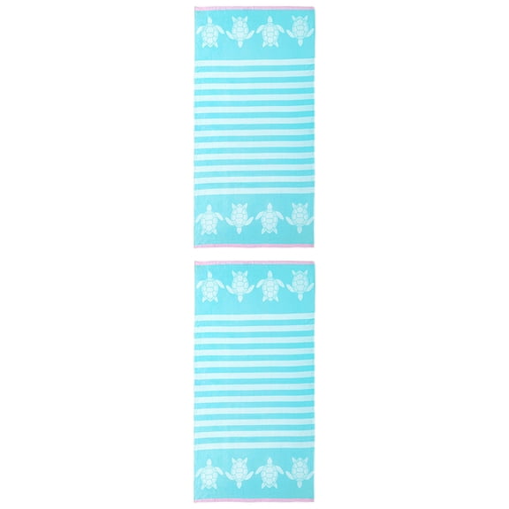 Unique Bargains 2 Pack Quick Dry Sand Free Stripe Towel Mint Green 55"x28"