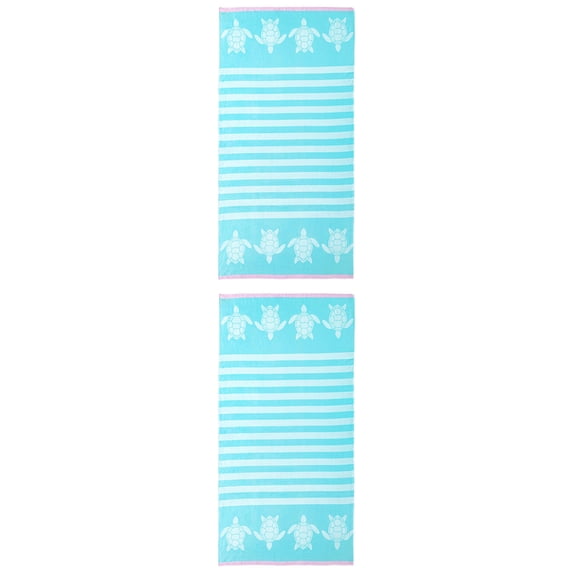 Unique Bargains 2 Pack Quick Dry Sand Free Stripe Towel Mint Green 55"x28"