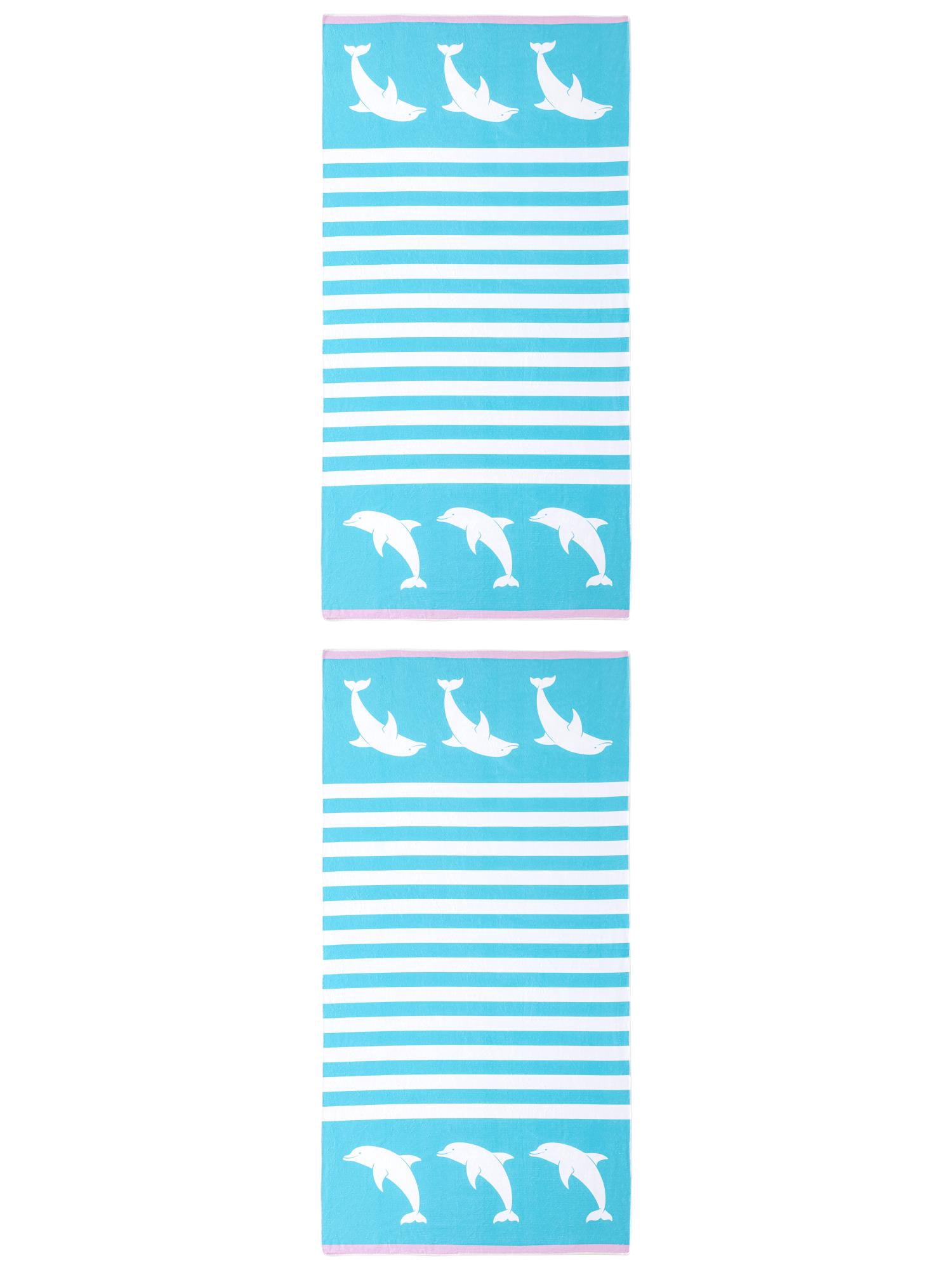Unique Bargains 2 Pack Quick Dry Sand Free Stripe Towel Turquoise 55"x28"