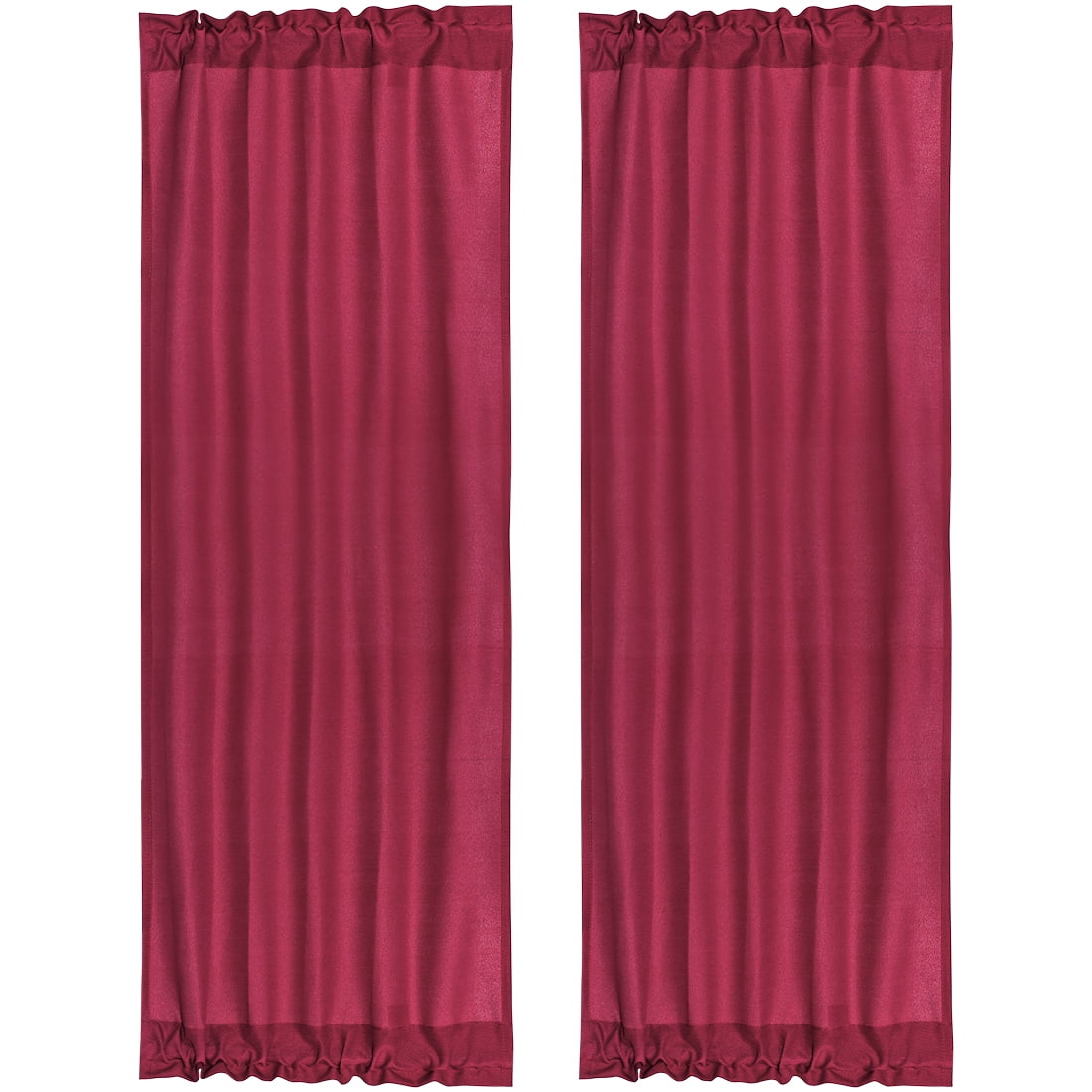 Unique Bargains 2-Pack Rod Pocket Door French Curtains Burgundy 25" x 72"