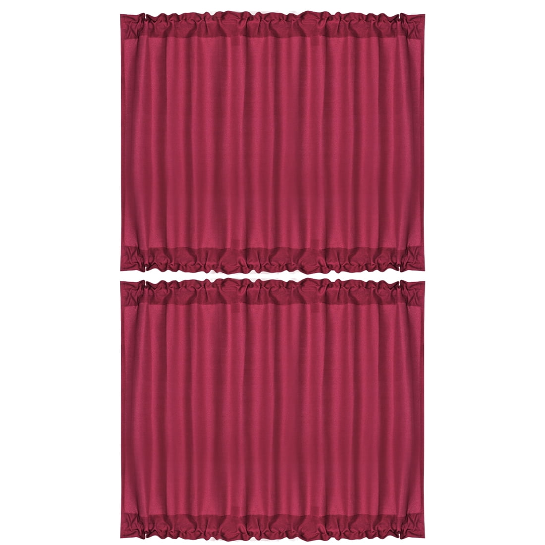 Unique Bargains 2Pack Rod Pocket Door French Curtains Burgundy 54" x