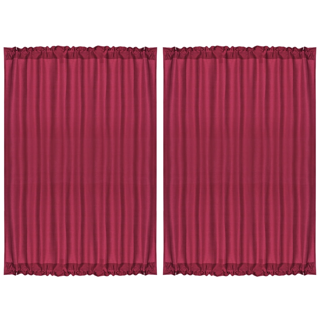 Unique Bargains 2Pack Rod Pocket Door French Curtains Burgundy 54" x