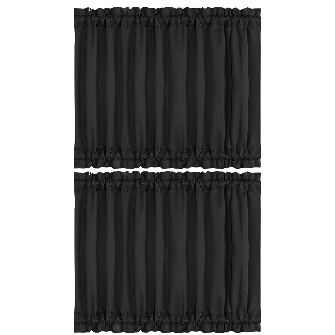 Unique Bargains 2Pack Room Darkening Blackout Curtains Black 54" x 40