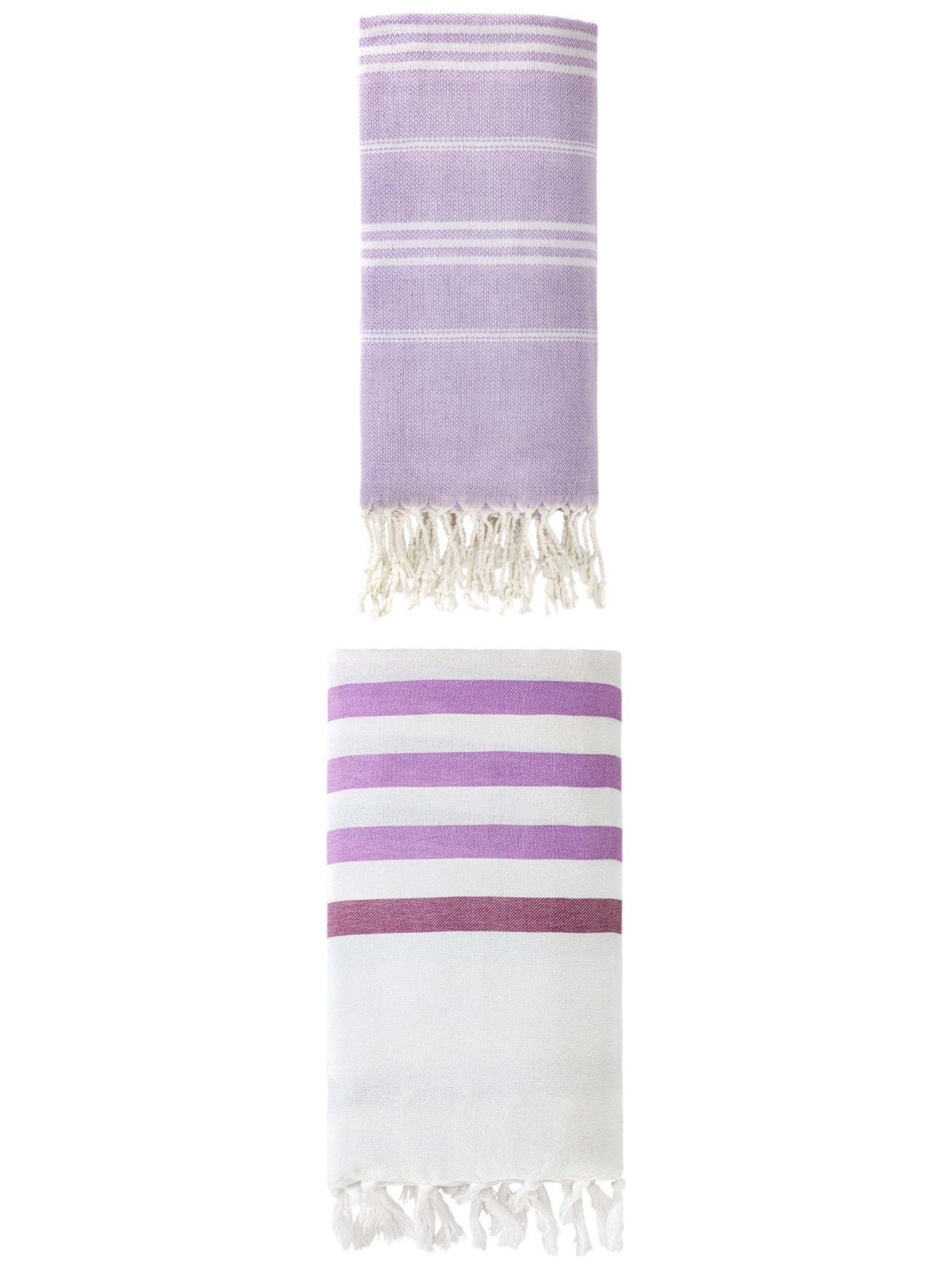 Unique Bargains 2-Pack Sand-Free Beach Towels Purple 71"x40"/71"x35"