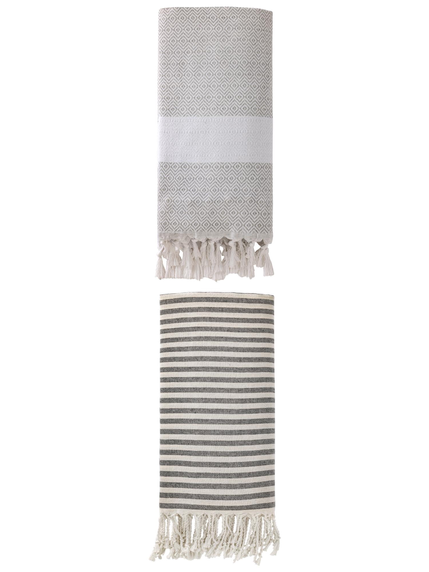 Unique Bargains 2 Pack Sand-Proof Fast-Dry Beach Towel Black/Grey 71"x40"