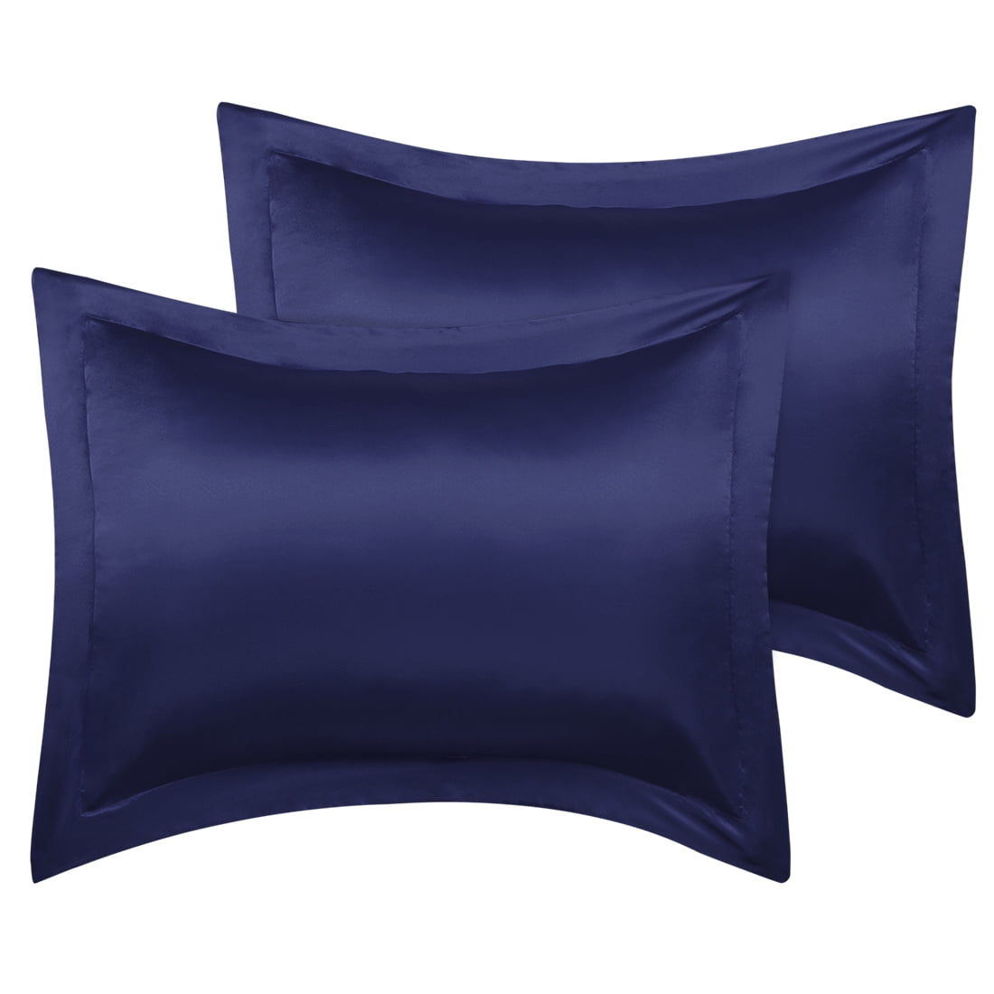 Unique Bargains 2-Pack Satin Pillow Shams Queen Size 20" x 30" Navy