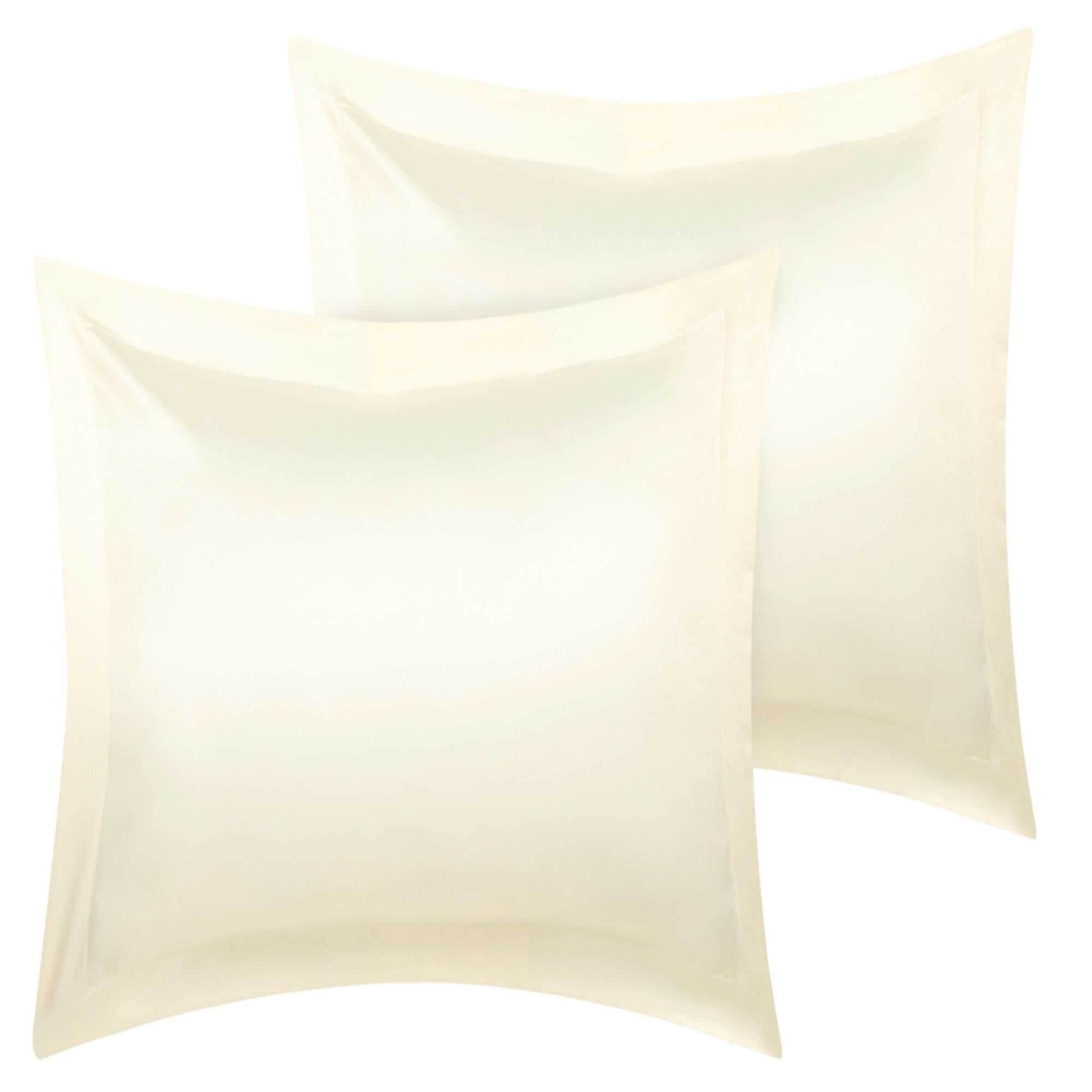 Unique Bargains 2-Pack Satin Silk Envelope Closure Pillow Shams Cream European