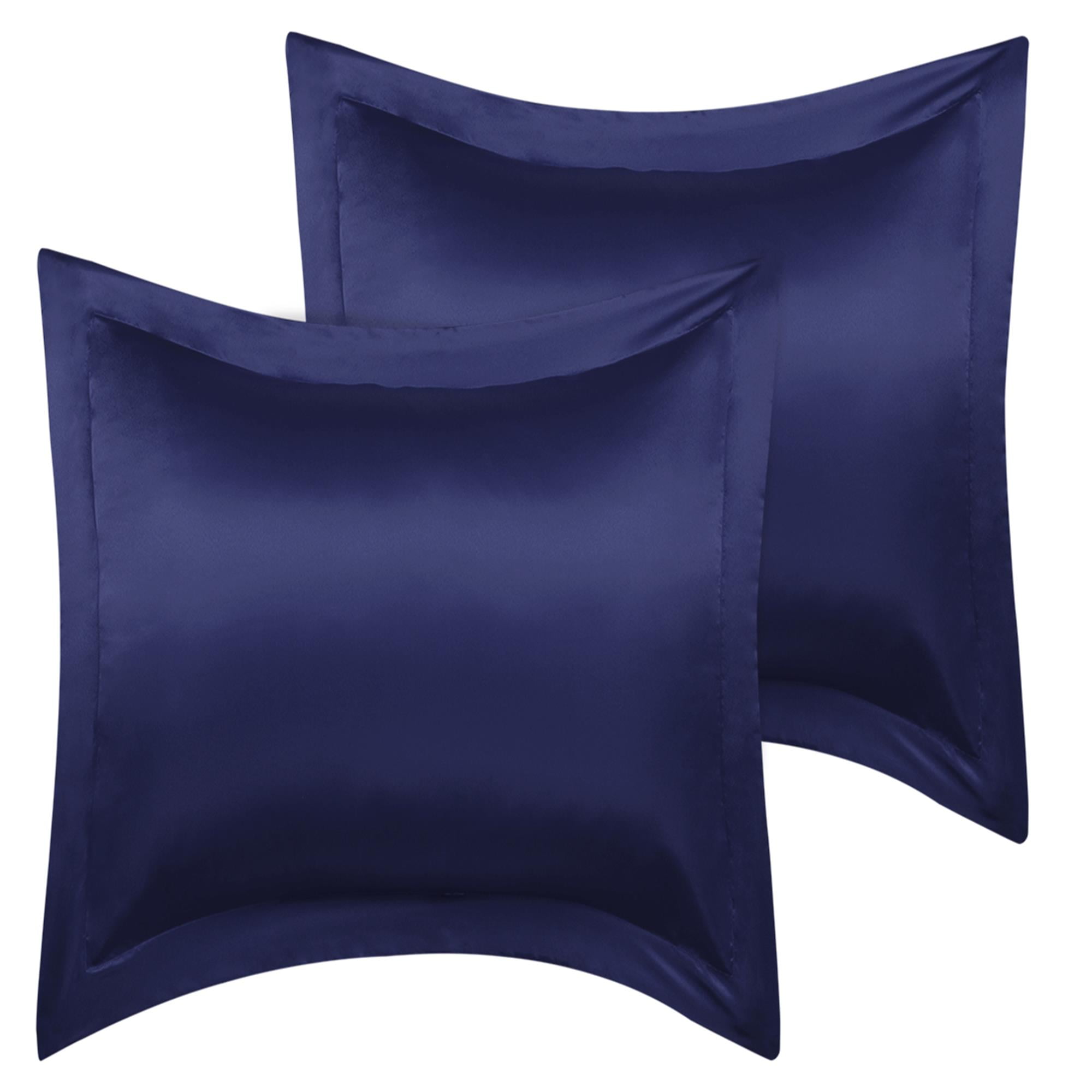 Unique Bargains 2Pack Satin Silk Envelope Closure Pillow Shams Navy