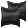 thumbnail image 1 of Unique Bargains 2-Pack Satin Silk Pillow Shams Covers, 26" x 26" Black, 1 of 8