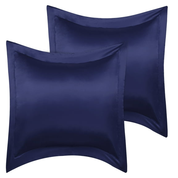 Unique Bargains 2-Pack Satin Silk Pillow Shams Covers, 26" x 26" Navy