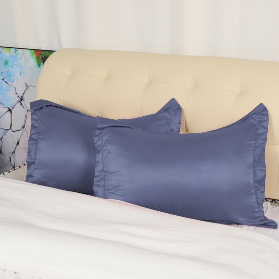 Unique Bargains 2-Pack Satin Silk Pillow Shams Slate Gray European