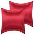thumbnail image 1 of Unique Bargains 2-Pack Satin Silk Pillow Shams Wine Red European, 1 of 8