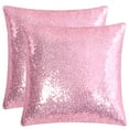 thumbnail image 1 of Unique Bargains 2 Pack Sequins Decorative Throw Pillow Covers 16" x16" Pink, 1 of 8
