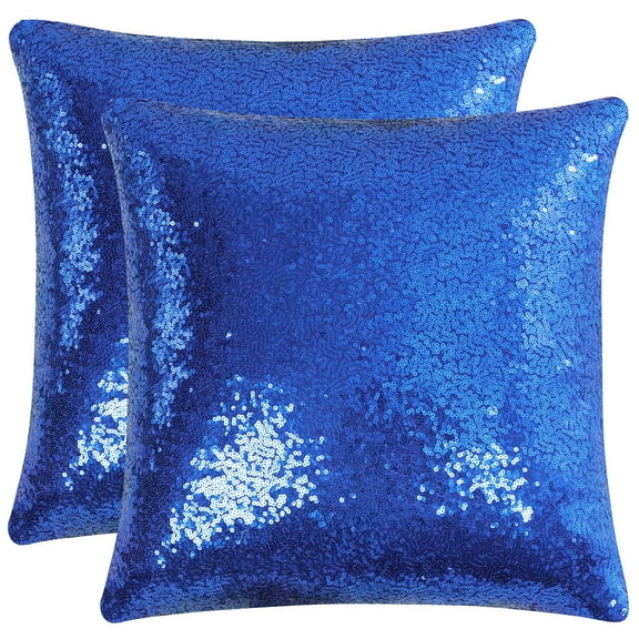 Unique Bargains 2 Pack Sequins Decorative Throw Pillow Covers 16" x16" Royal Blue