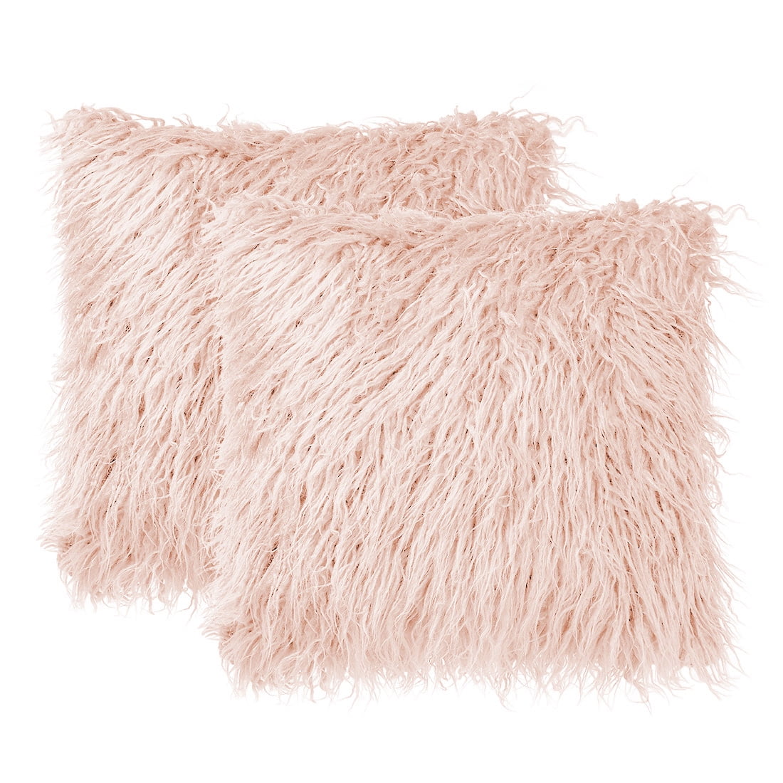 Unique Bargains 2-Pack Shaggy Decorative Throw Pillow Cases 18" x 18" Pink