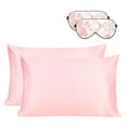 thumbnail image 1 of Unique Bargains 2-Pack Silk Pillowcase Eye Cover Set Pink Floral Queen, 1 of 8
