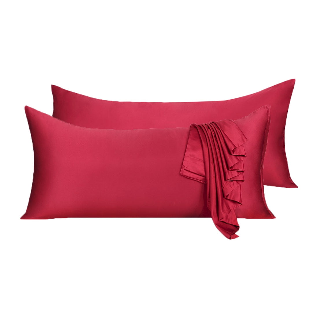 Unique Bargains 2 Pack Silky Satin Body Pillow Cases Burgundy 21" x 60"