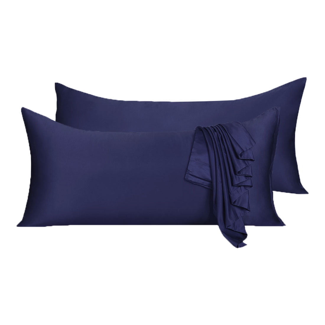 Unique Bargains 2 Pack Silky Satin Body Pillow Cases Navy 21" x 48"