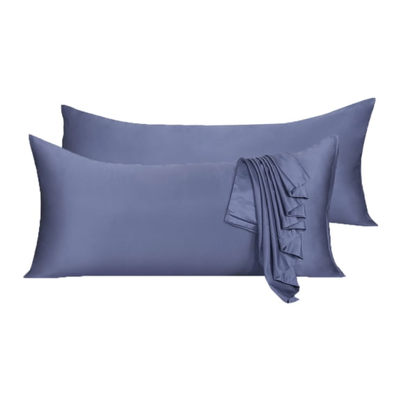 Unique Bargains 2 Pack Silky Satin Body Pillow Cases Slate Gray 21" x 54"