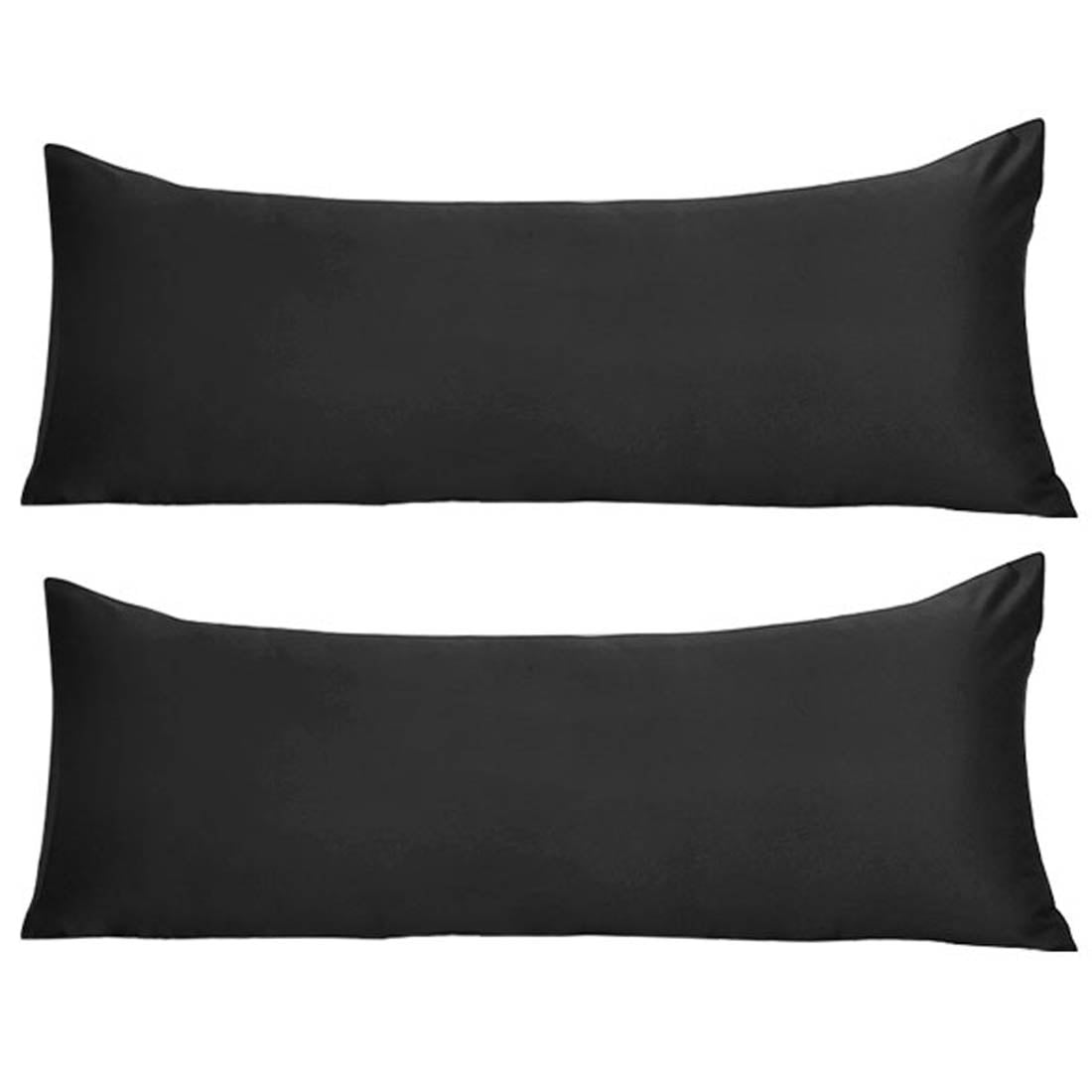 Unique Bargains 2 Pack Silky Satin Body Pillow Covers Black 20" x 54