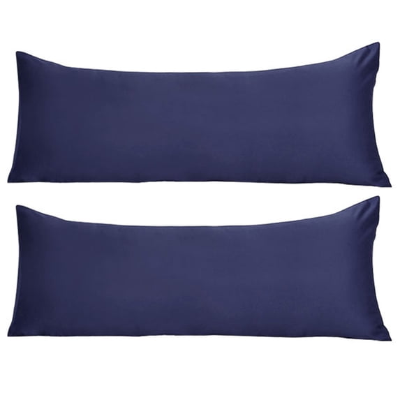 Unique Bargains 2 Pack Silky Satin Body Pillow Covers Navy 20" x 54"