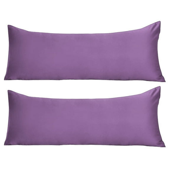 Unique Bargains 2 Pack Silky Satin Body Pillow Covers Purple 20" x 48"