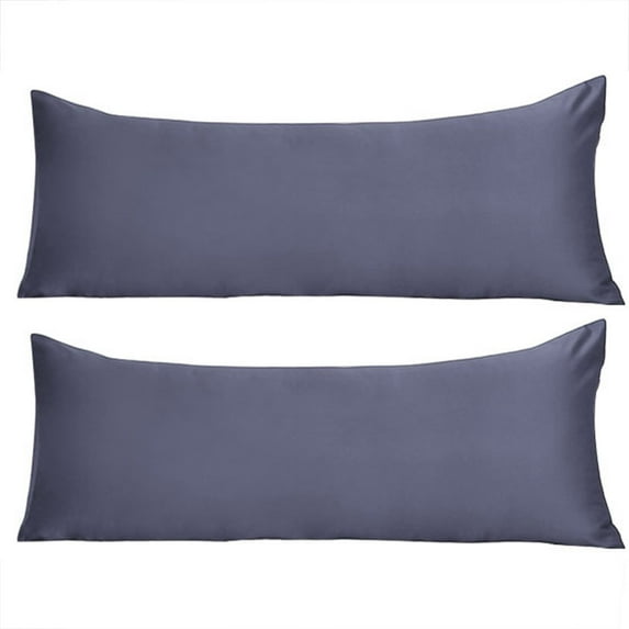 Unique Bargains 2 Pack Silky Satin Body Pillow Covers Slate Gray 20" x 54"