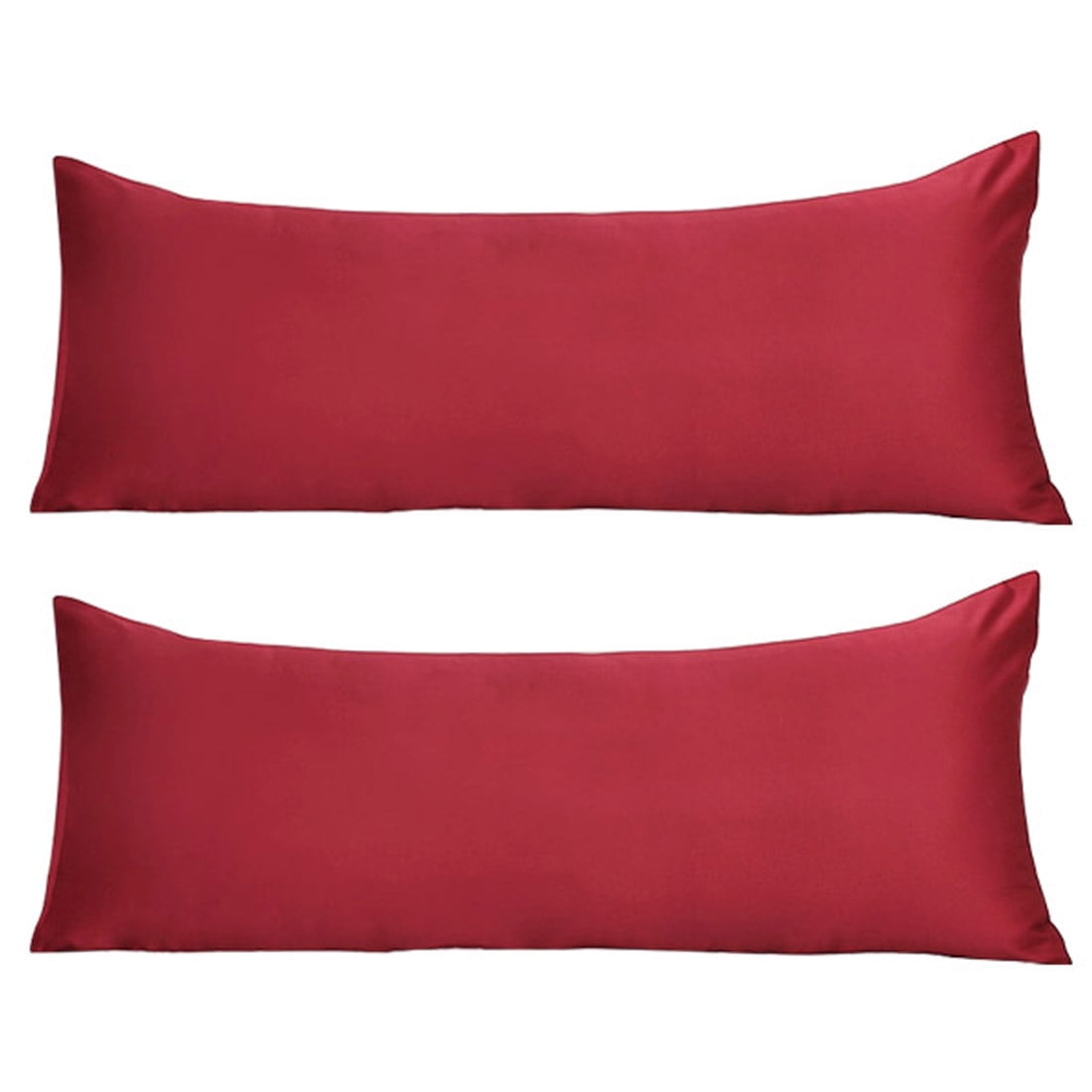Unique Bargains 2 Pack Silky Satin Body Pillow Covers Wine Red 20" x 54