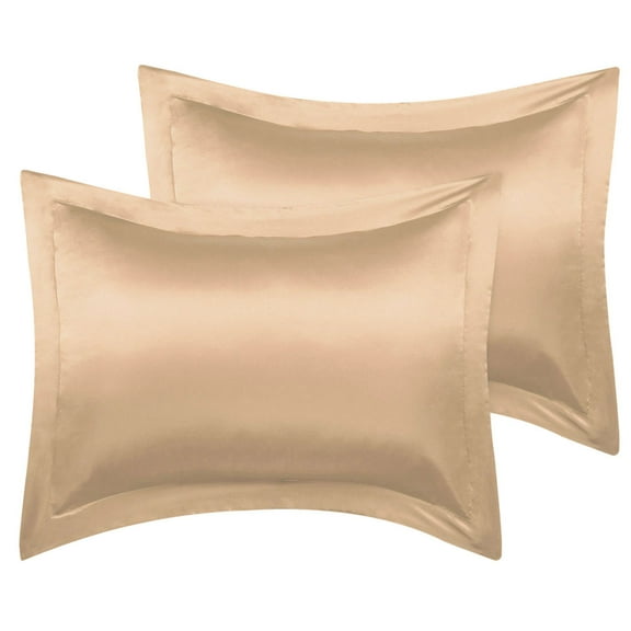 Unique Bargains 2-Pack Silky Satin Pillow Shams, 20" x 26" Gold