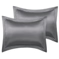 thumbnail image 1 of Unique Bargains 2-Pack Silky Satin Pillow Shams King 20"x 36" Deep Grey, 1 of 8