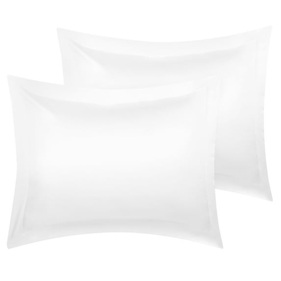 Unique Bargains 2-Pack Silky Satin Pillow Shams King 20"x 36" White