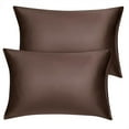 thumbnail image 1 of Unique Bargains 2 Pack Silky Satin Pillow Cover Cases Brown 21" x 37", 1 of 8