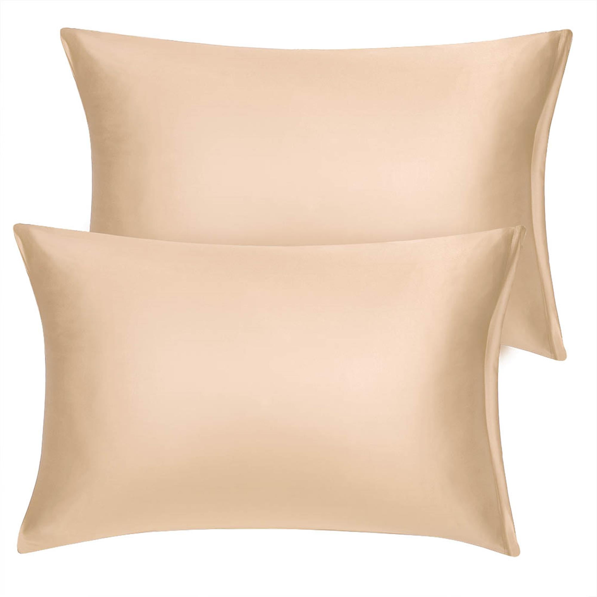 Unique Bargains 2 Pack Silky Satin Pillow Cover Cases Champagne 21" x 37"