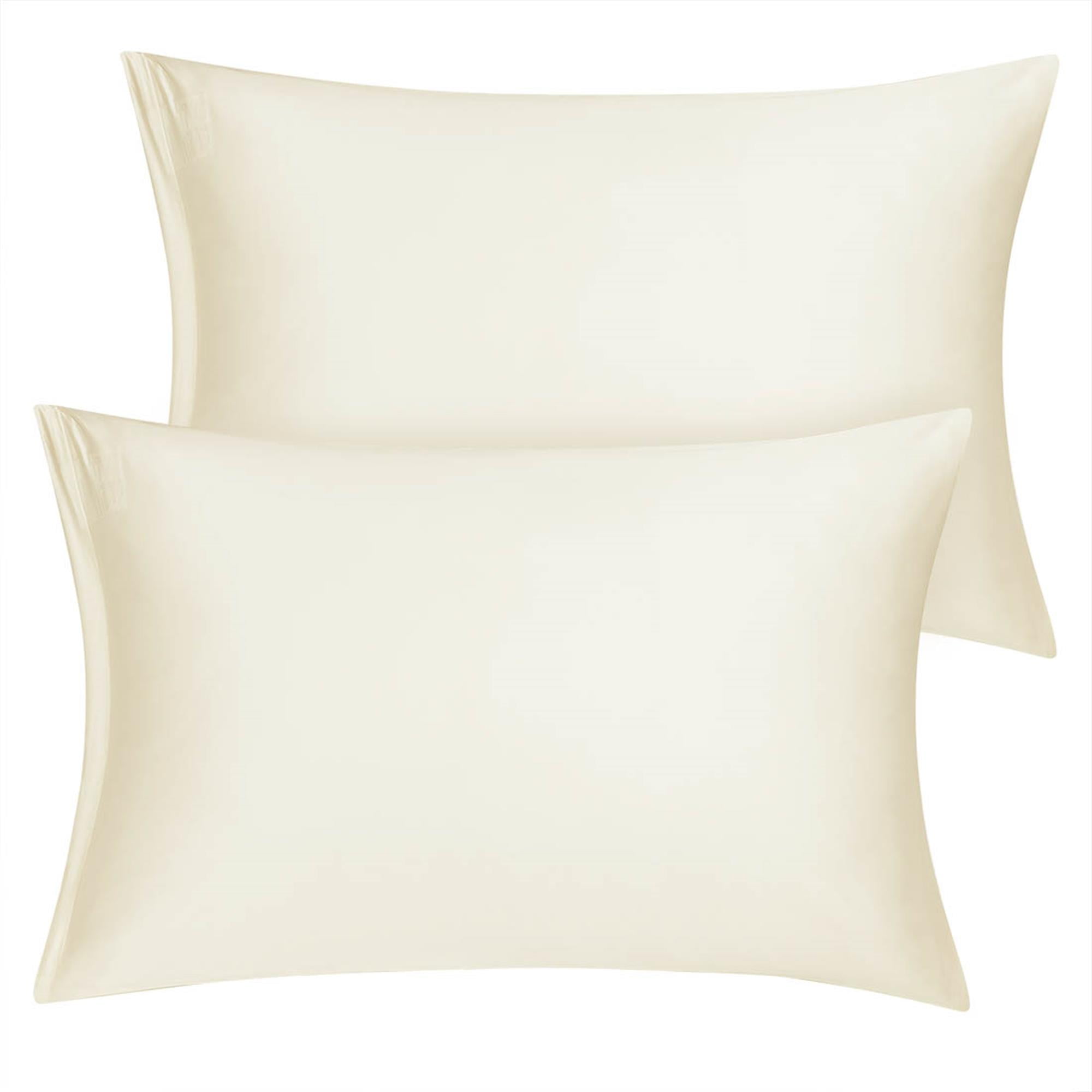 Unique Bargains 2 Pack Silky Satin Pillow Cover Cases Ivory 21" x 27"