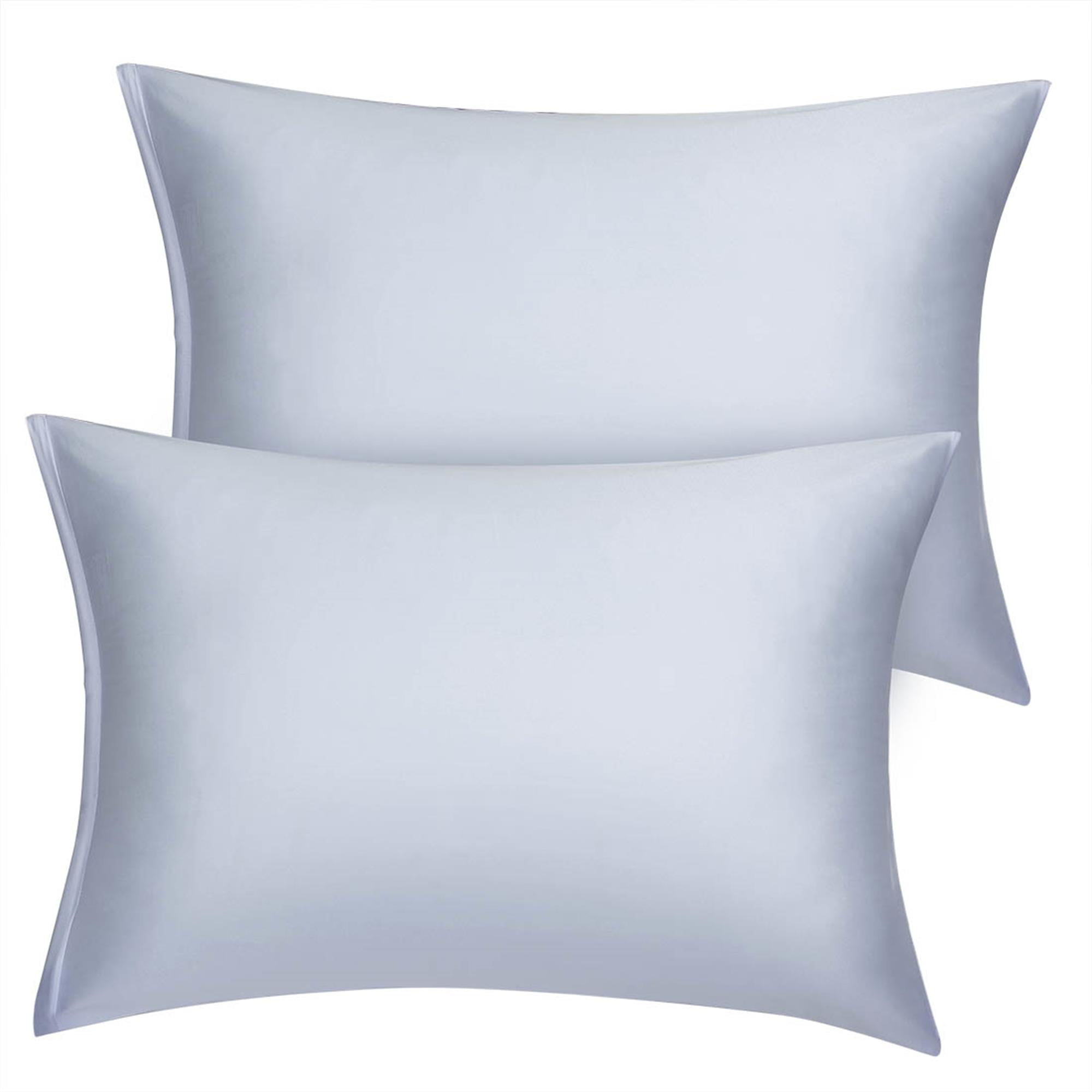 Unique Bargains 2 Pack Silky Satin Pillow Cover Cases Lavender Grey 14" x 20"
