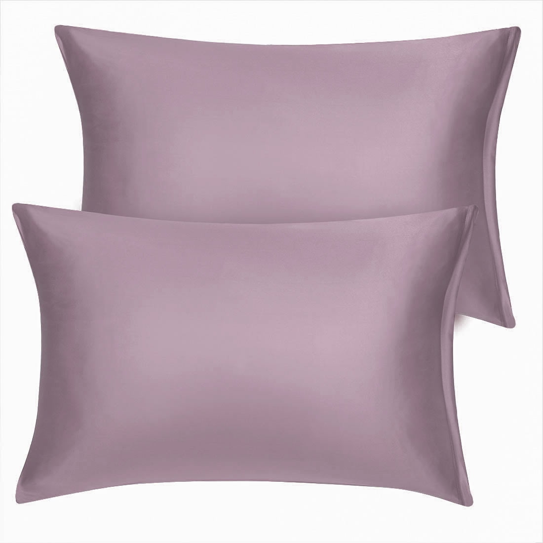 Unique Bargains 2 Pack Silky Satin Pillow Cover Cases Mauve 21" x 37