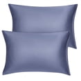 thumbnail image 1 of Unique Bargains 2 Pack Silky Satin Pillow Cover Cases Slate Gray 14" x 20", 1 of 8