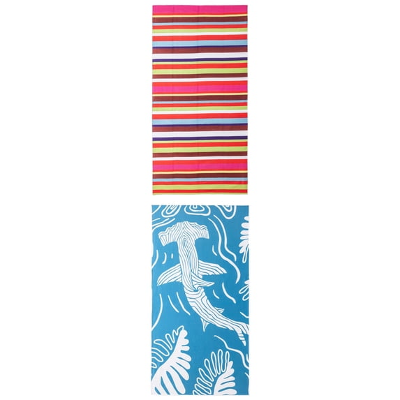Unique Bargains 2 Pack Soft Absorbent Beach Towel MultiColor/Green 71" x 35"/63" x 31"
