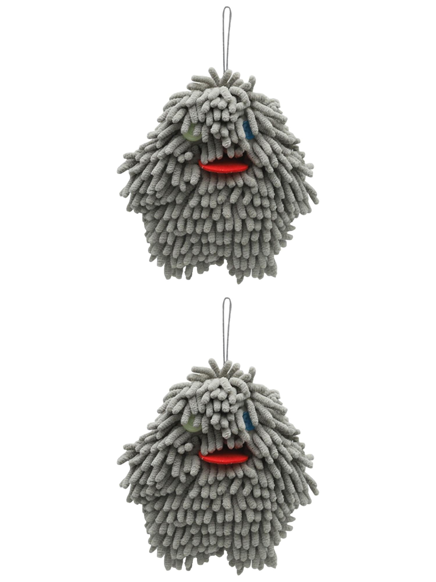 Unique Bargains 2 Pack Soft Chenille Hand Towels 7" x 7" Grey-2