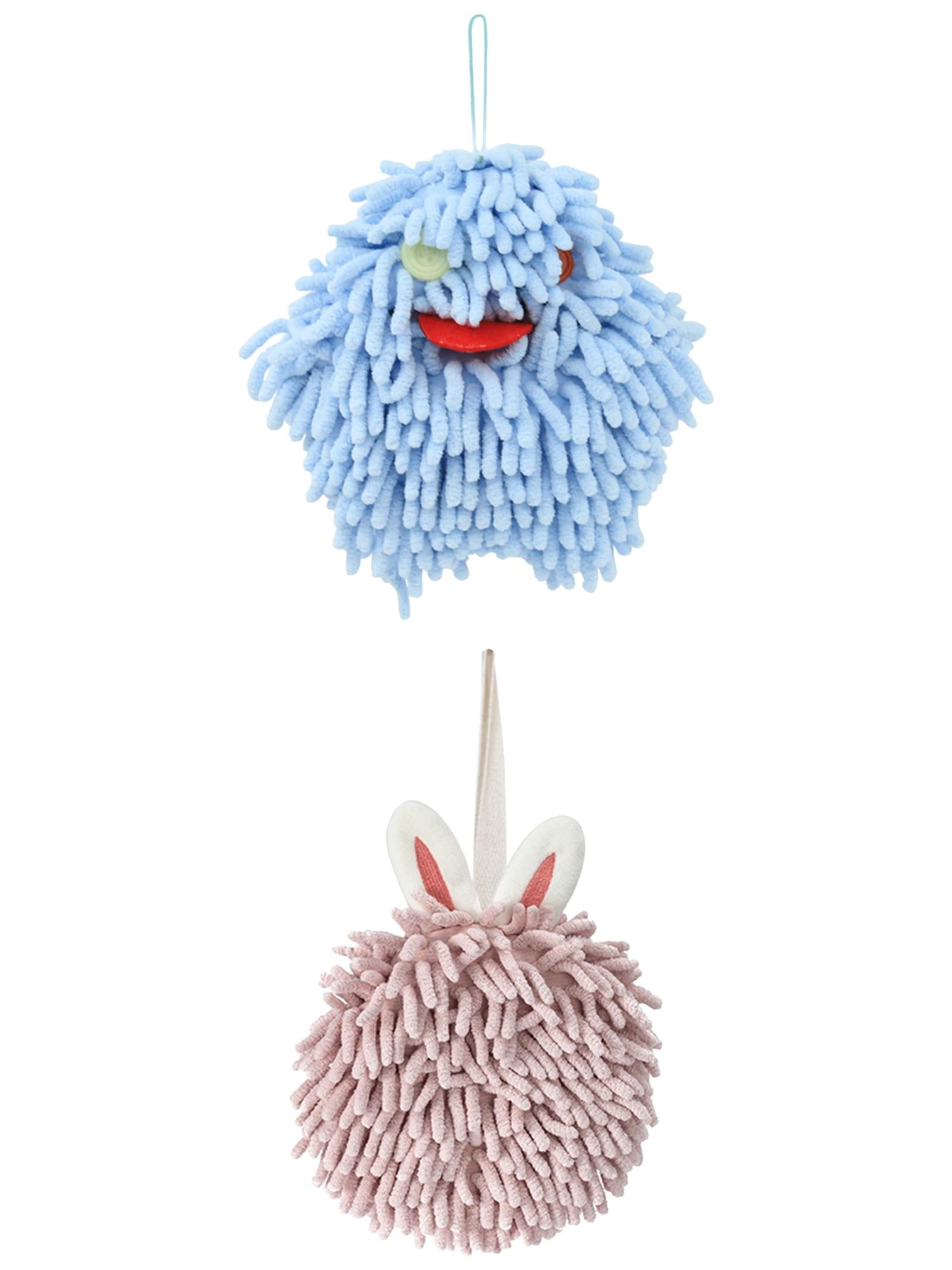 Unique Bargains 2 Pack Soft Chenille Hand Towels 7" x 7" Light Pink/Blue