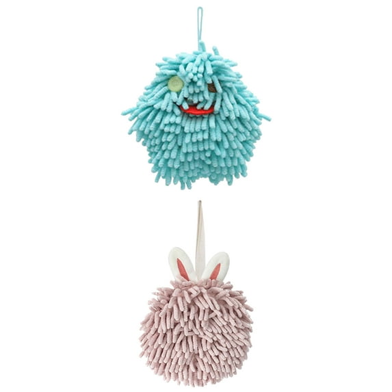 Unique Bargains 2 Pack Soft Chenille Hand Towels 7" x 7" Light Pink/Green