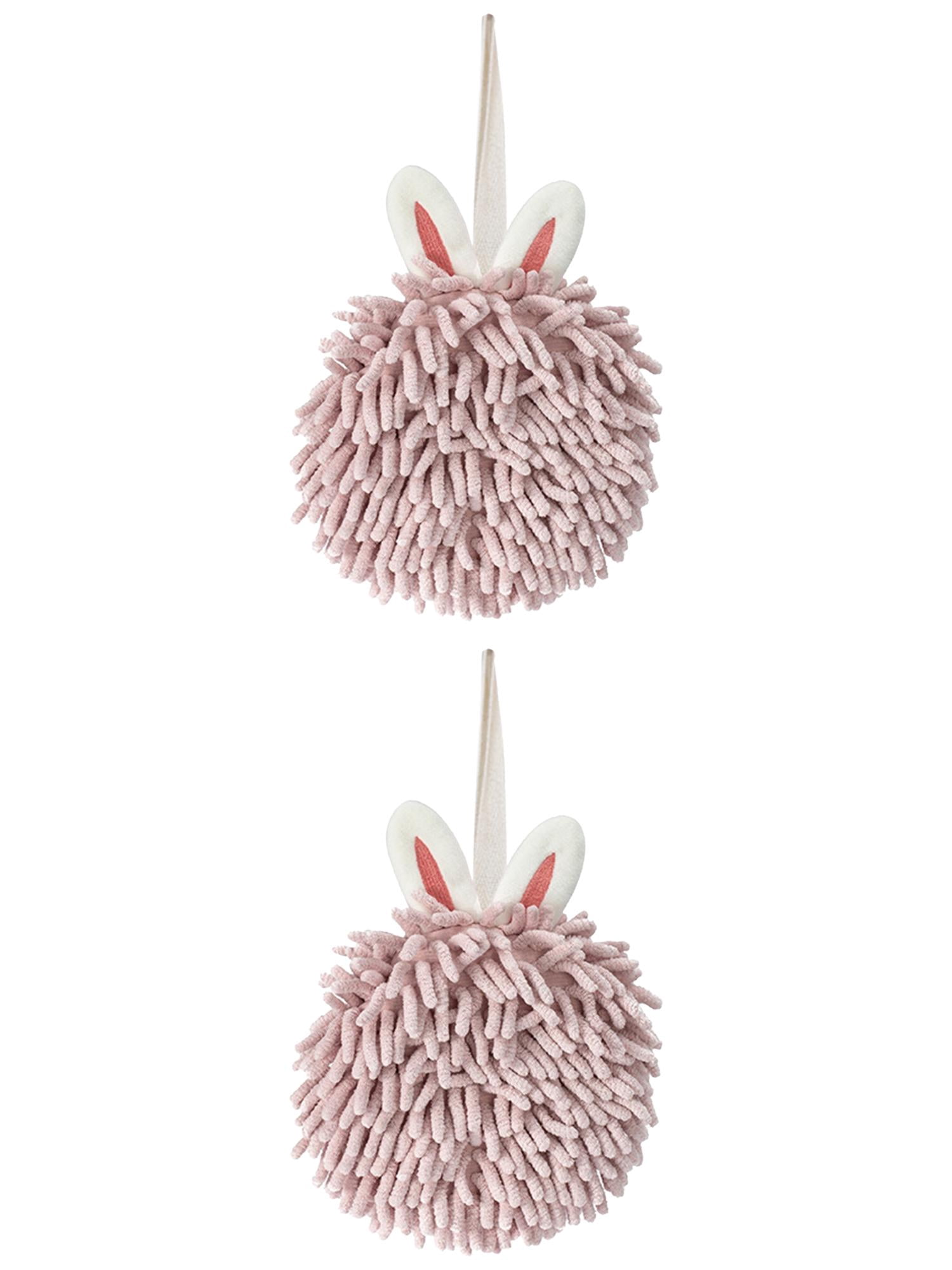 Unique Bargains 2 Pack Soft Chenille Hand Towels 7" x 7" Light Pink