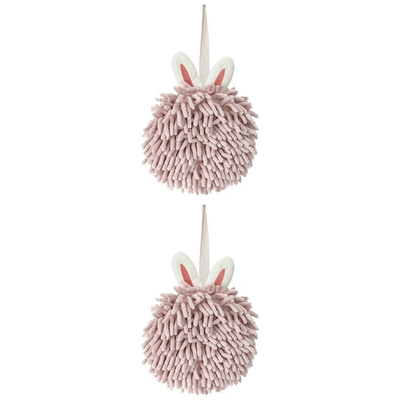 Unique Bargains 2 Pack Soft Chenille Hand Towels 7" x 7" Light Pink