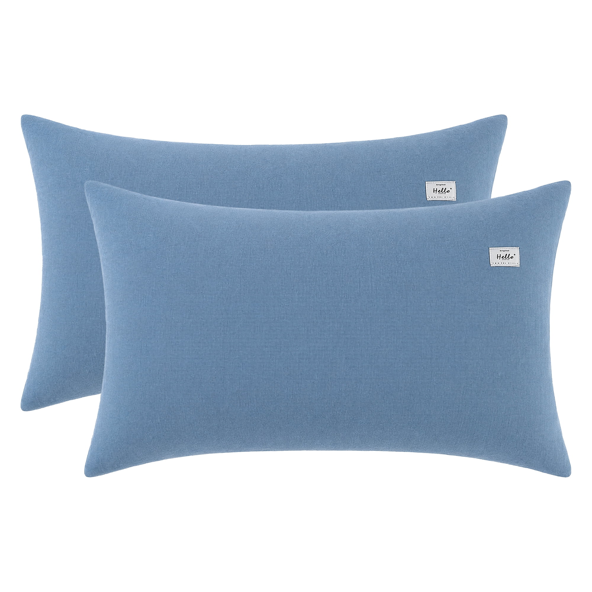 Unique Bargains 2 Pack Cotton Pillowcase Smooth Cooling Pillow Cases Envelope Closure Queen Blue - Bean Paste