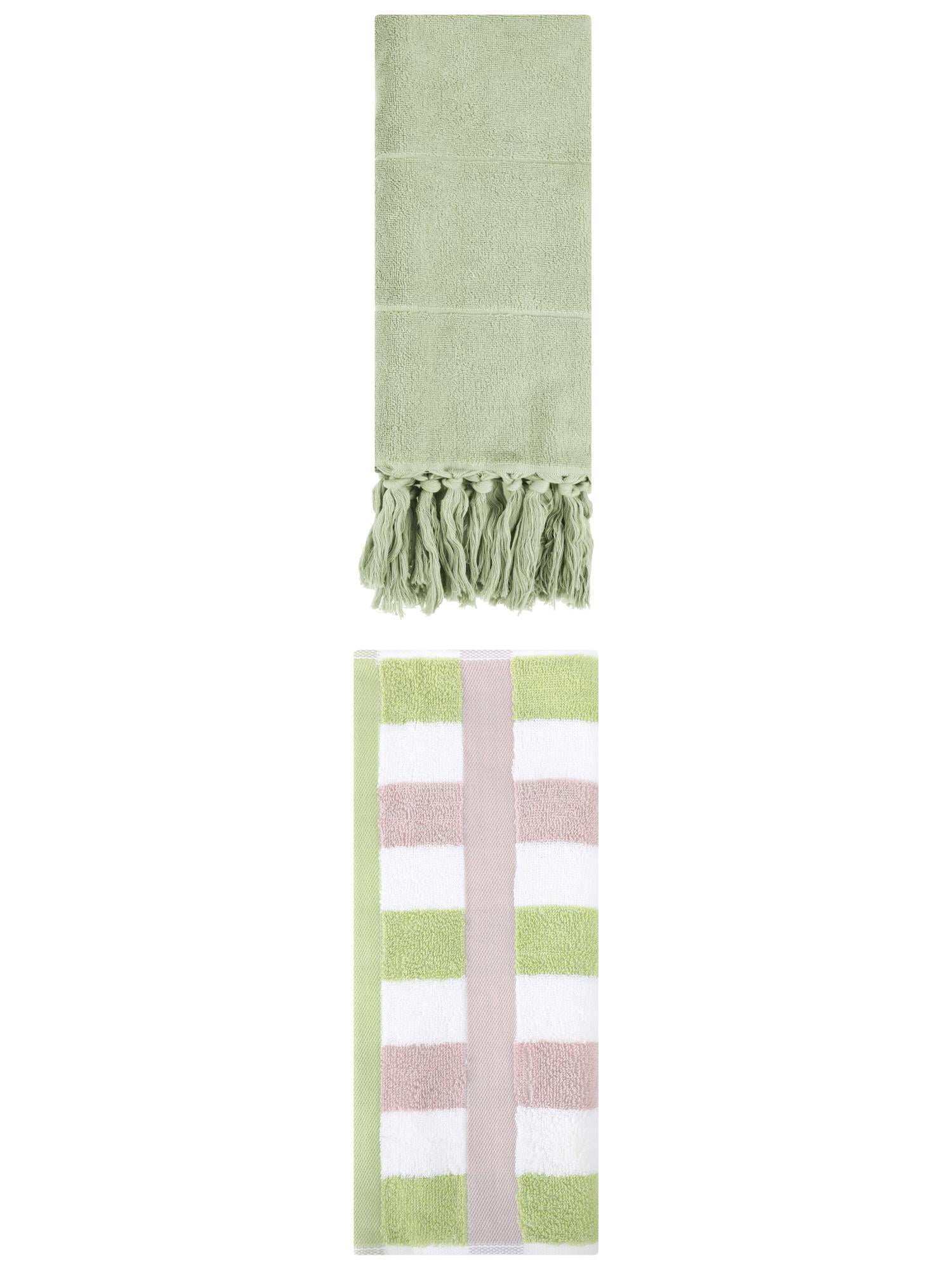 Unique Bargains 2 Pack Soft Decorative Hand Towel Green 14"x30"/13"x29"