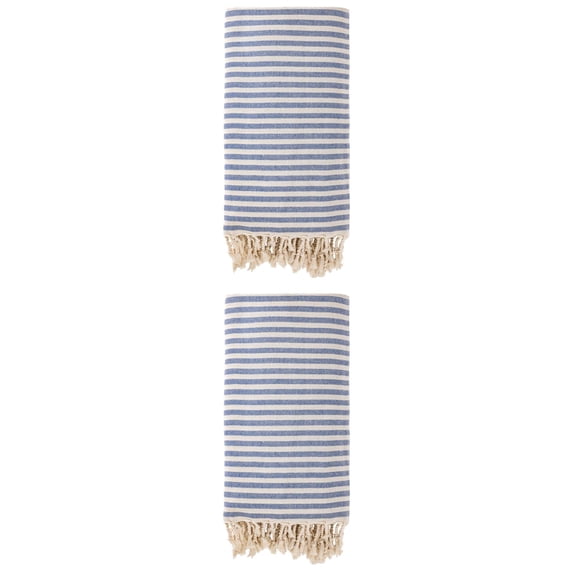 Unique Bargains 2 Pack Soft Sand Free Quick Dry Turkish Towel Blue 71"x40"