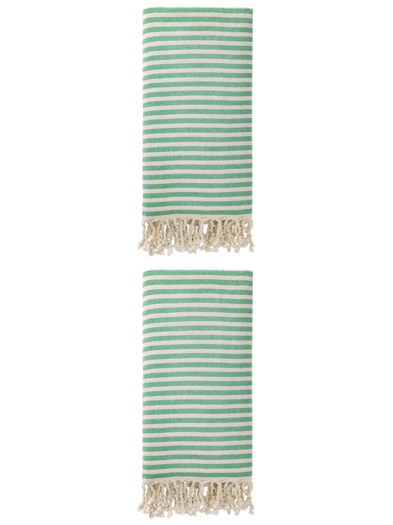 Unique Bargains 2 Pack Soft Sand Free Quick Dry Turkish Towel Green 71"x40"
